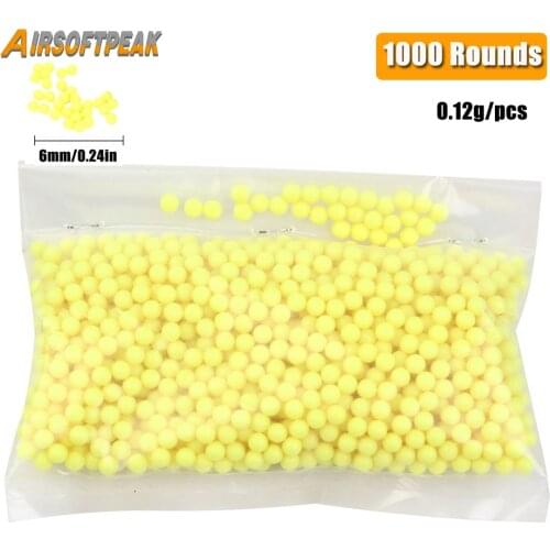 1000pcs/ lot Airsoft 0.12g Strike BB Balls Paintball Shooting Hunting 6mm Strikeball Rifle Gun Plastic Ball Tactical BBs Yellow