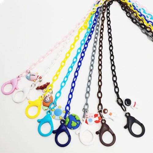 58cm Cartoon Car Astronaut Childrens Mask Non-slip Anti-lost Rope Acrylic Candy Color Face Cover Mask Chains Holder Chains