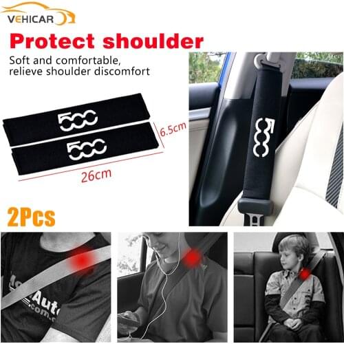 VEHICAR 2PCS Shoulder Protector Car Seat Belt Covers Safety Belts Pad for FIAT500 Accessories Cotton Vehicle Seat Belts Pad