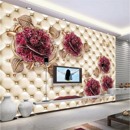 Beibehang Custom 3D Wall paper 3D Soft Pack Jewelry Flower Fresco Sofa Living Room Tv Background Wall Home Decor