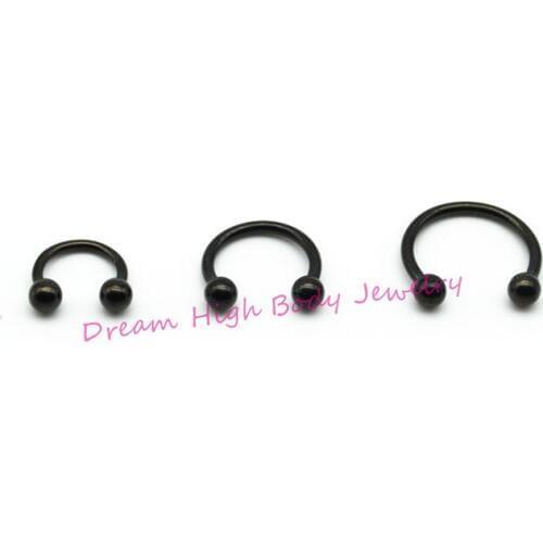 Black Horseshoe 316L Surgical Steel Nostril Nose Ring Circular Piercing Ball Body Jewelry Rings CBR Ring Earring For Girl 16G