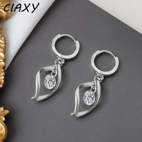 CIAXY 925 Sterling Silver Geometric Rotating Earrings for Women Personality Ear Buckle Zircon Earring Fashion Jewelry