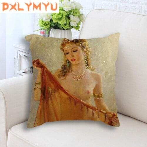 Decorative Cushion Cover Sexy Woman Romantic Oil Painting Home Decoration Pillow Case Cushion Cover Pillowcase for Sofa Car