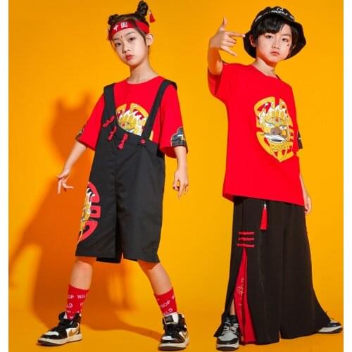 Children Stage Costume Suit Summer Hip Hop Jazz Dancing Performance Clothing Chinese Style Outfit Kids Streer Dance Wear YS2071
