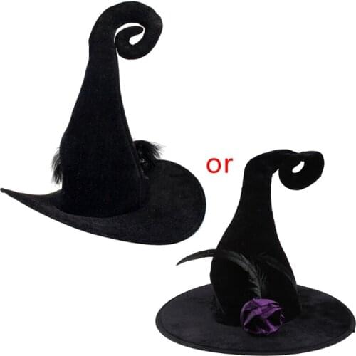 F2TE Halloween Witch Wizard Hat Party Costume Headgear Devil Cosplay Props Decoration Accessories for Adult