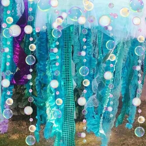 Mermaid Clear Bubble Hanging Banner Garlands Ocean Themed Birthday Party Decoration 1st Girl Birthday Decor Baby Shower Supply
