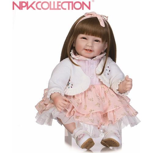 NPKCOLLECTION Bebes Reborn Dolls menina de Silicone Girl 22Inch Doll Toys For Girls boneca Baby Bebe Doll Best Gifts toys