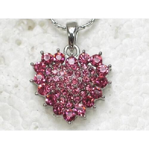 Rose Rhinestone Heart Fashion Pendant Necklaces Chain Jewelry F164 J