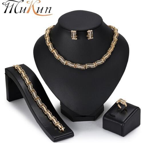 MuKun New Fashion Dubai Jewelry Sets African Beads Jewelry Set For Women Wedding Indian Ethiopian Jewelry Statement Necklace Set