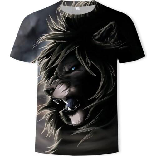 Mighty lion tiger mens t-shirts domineering fashion Men/Women Summer 3d Print tee shirt homme Black White lion T shirt O-neck