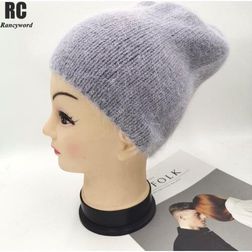 2020 New Winter Hat For Women Rabbit Fur Cashmere Knitted Beanies Ladies Thick Warm Angora Wool Hat Female Beanie Hats