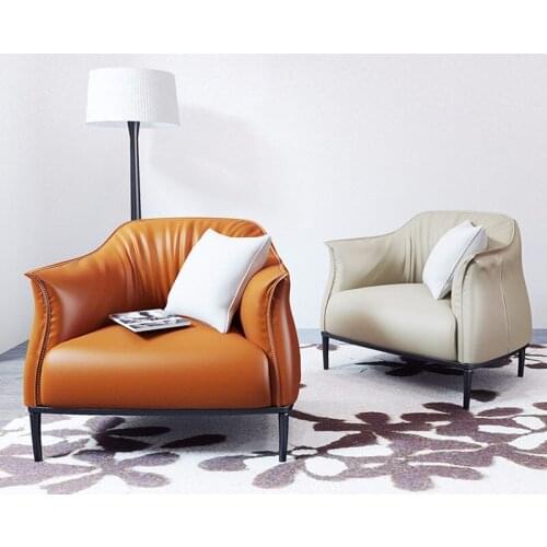 Office Sofa Nordic Fashion Single Chair Modern Leisure Negotiation Oil Wax Leather Creative Business