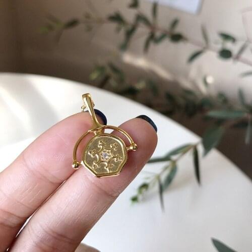 1pc INS 18K Gold Authentic 925 Sterling silver Blance Coin Geometric Pendant Necklace Jewelry TLX923