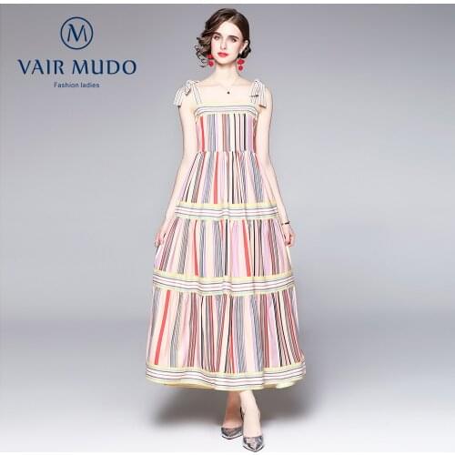 2021NeW Style Color Matching Simple High-Waisted Slimming Dress With Suspenders Summer Fashion Pullover Dress Women ElegantY-136
