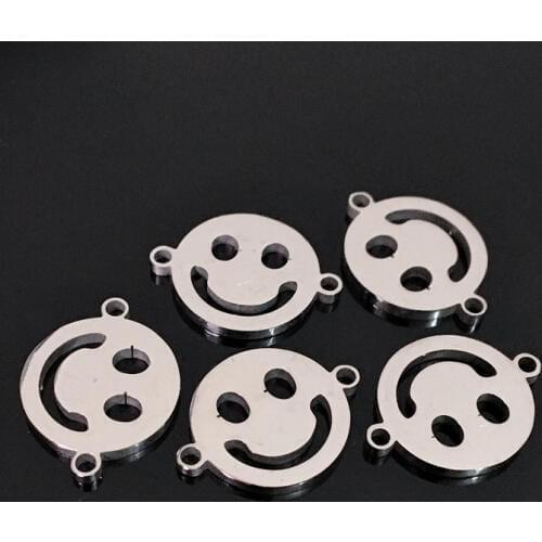 10pcs Smile Face Stainless Steel Charm 316L Stainless Steel Jewelry Accessory Pendant for DIY Jewelry Making