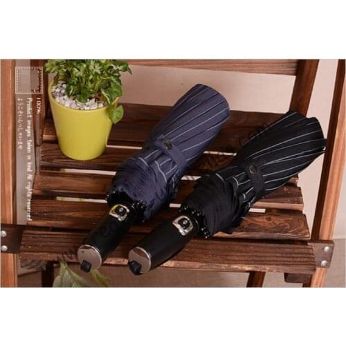 113cm diameter fully automatic,10 ribs,three fold auto open&auto close umbrellas,windproof,pure leather alloy business parasol