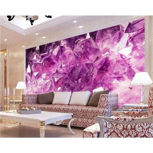 Beibehang Custom wallpaper amethyst stone crystal jewelry TV background wall living room bedroom background walls 3d wallpaper