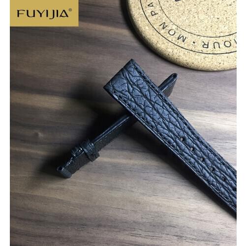 New FUYIJIA 20MM 22MM Handmade Shark Skin Watchbands Custom PORTOFINO Strap Men Women Genuine Leather Belt Waterproof Watch Band