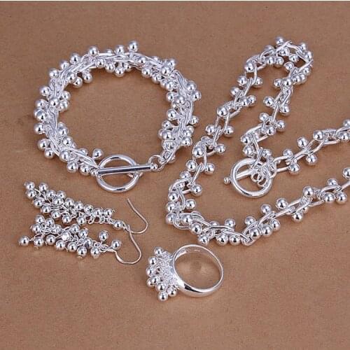 S330 Lose Money! jewelry set, fashion jewelry set Smooth Ball Grape Ring Drop Earrings Bracelet Necklace Jewelry Set