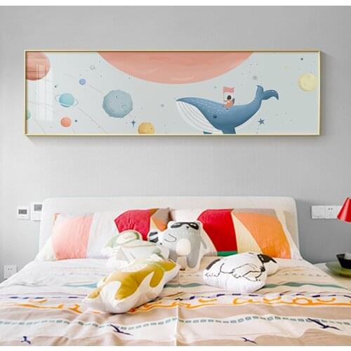 Nordic Cartoon space travel canvas painting posters and print cute kids wall art pictures for living room bedroom kids deoration