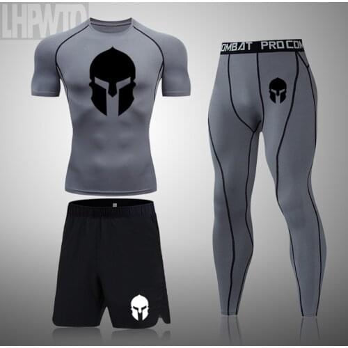 Spartan Gym Fitness Clothing For Men Compression Sportswear Set Joggers Training Tight Tracksuit Suitable Running Basketball