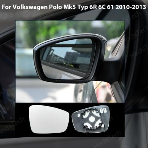 Rearview Wing Mirror Glass For Volkswagen Polo Mk5 Typ 6R 6C 61 2010-2013 Heated Left & Right