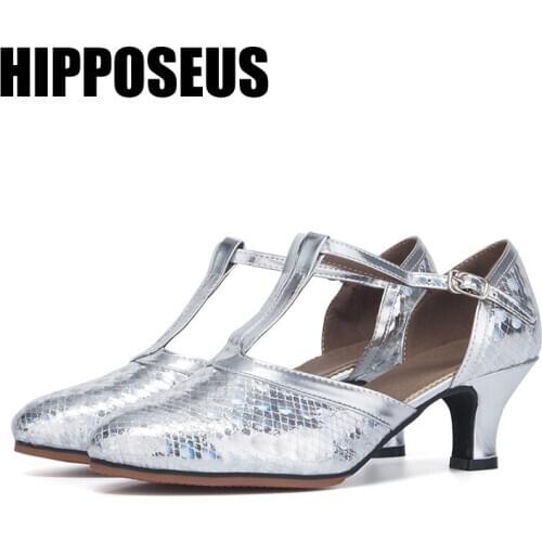 Modern Dance-Shoes For Women Latin dance shoes Ladies Ballroom Modern Tango Dancing Shoes Silver Practise Performance Shoes