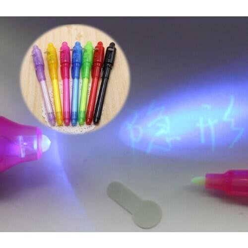 Creative 1PC Invisible Ink Pen UV Black Light Combo 2 in 1 Invisible Ink Pen Security Mark 13.3cm Highlighters Pens