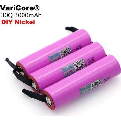 VariCore 100% brand new Original INR18650 30Q rechargeable li-lon battery 3000mAh + DIY Nickel sheets