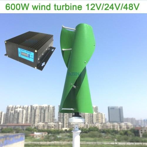 Maglev wind turbine started up at 1. 3m white orange green 600w 12v24v48v vertical wind generator with charge controller