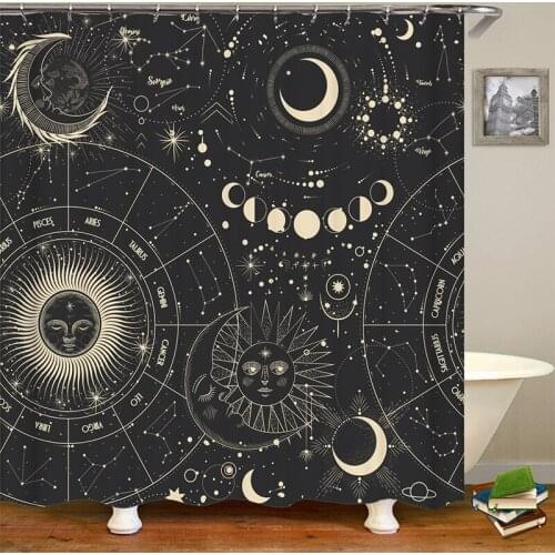 Bathroom Waterproof Shower Curtain Home Decor Curtain 3D Sun Moon Star Mysticism Tarot Abstract Printed Bathroom Curtain