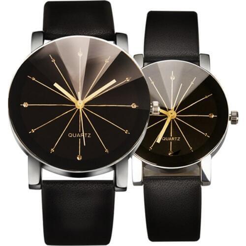 2Pcs Couple Watches Simple Trendy Sun Ray Pattern Round Dial Fashion Quartz Watches Female Male Clocks Relogio Feminino 0867