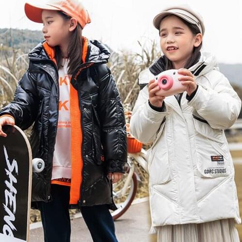 -30 Degree Winter Girls Snowsuit Coat Boy Parkas Windproof Thicken No Wash Children Snow Wear Warm Teenage Clothing 5-12Yrs