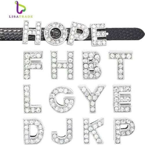 10MM 1300PCS Full Rhinestone Slide Letters charms DIY jewelry Fit 10mm Wristband bracelet Pet Collar Name LSSL02*1300