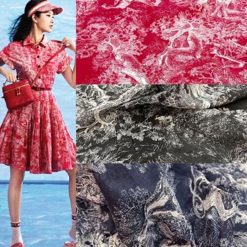 145cm Width Fashion Animal Jungle Printed Thin Cotton Fabric For Woman Summer Dress Blouse Pants DIY Cloth Sewing Material