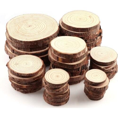 3-12cm Thick 1 Pack Natural Pine Round Unfinished Wood Slices Circles With Tree Bark Log Discs DIY Crafts Wedding Party Painting