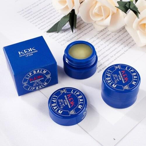 3 PCS Small blue tin lip mask KDK lip balm repairs dilutes lip lines prevents cracking deep moisturizing skin care products