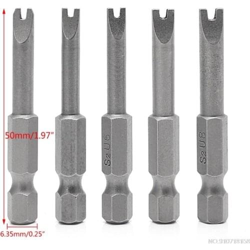 5 Pcs 1/4 Inch S2 Hex Magnetic U Shaped Screwdriver Bits Tools 50mm Length U4-U8 Jy12 21 Dropship