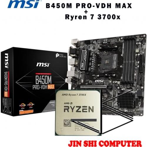 AMD Ryzen 7 3700X R7 3700X CPU + MSI B450M PRO-VDH MAX Motherboard Set meal Socket AM4 New / no fan