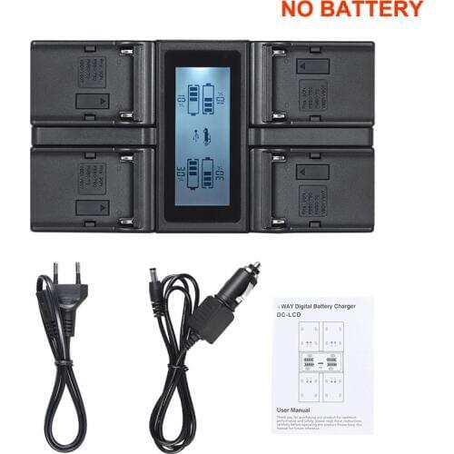 Andoer NP-F970 4-Channel Digital Camera Battery Charger for Sony NP-F550 F750 F950 NP-FM50 FM500H QM71 with DC Car Charger