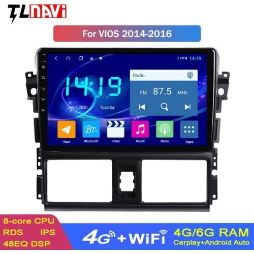 10 INCH IPS 4G+64G Android 9.0 Car DVD GPS for Toyota vios 2014-2016 Navigation System Stereo Audio Radio DSP CARPLAY
