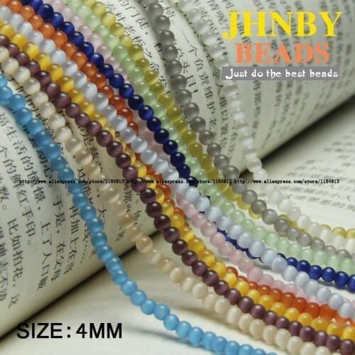 JHNBY Natural Stone Chatoyant Cats eye Stone cymophane Round Loose bead Opals glass ball 4MM 100PCS Jewelry bracelet Making DIY