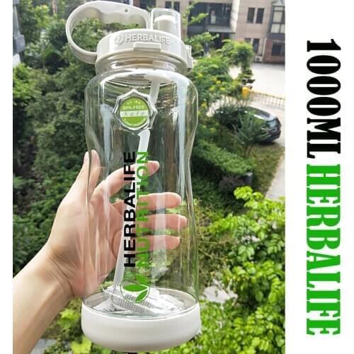 New Arrival 1000/2000ml BPA free Gray Rose Red Portable Herbalife Nutrition Plastic Sports Hiking Fitness straw water bottle