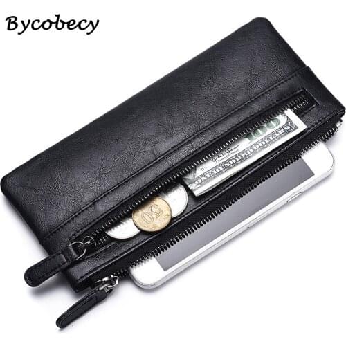 Bycobecy Removable Purse Mens Wallet for Women Zipper Soft Case Mobile Phone Banknote Fashion Large Capacity Card Hloder Bags
