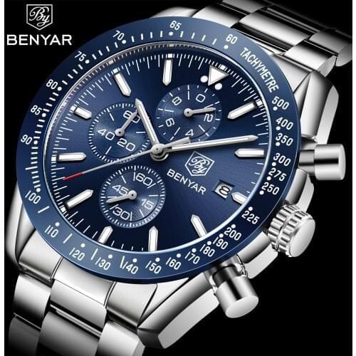 Men Watch BENYAR Top Brand Luxury Full Steel Business Quartz Watch Men Casual Waterproof Sports Watches Clock Relogio Masculino