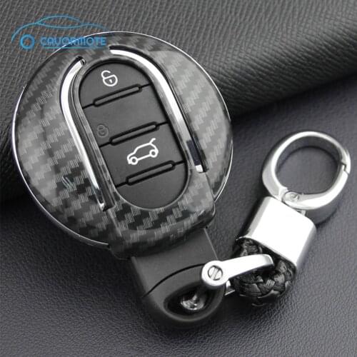 Carbon Fiber ABS Key Case Cover For Mini Convertible Countryman Clubman F55 F56 F57 F60 F54 Key Case Protective Shell Keychain