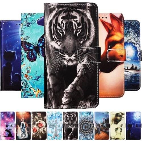 Phone Case For Motorola Moto E6 E6S E7 G8 Power Lite G30 G10 G100 E7 Power Edge S Fundas Cute Tiger Cat Wallet Card Pocket DP03D