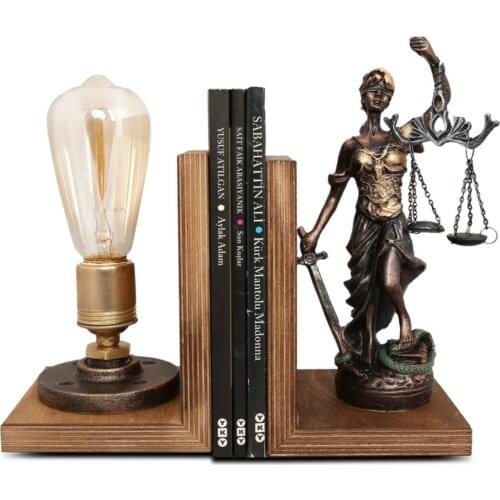 Decorative Rustic Justice of Scales Gift with Lamp Themis Statue Gift of Scales Justice - Lawyer - Judge - Prosecutor Gift Set