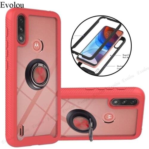 For Motorola E7 Plus G100 G60 G30 G9 Power PC+TPU Hybrid Bumper Shockproof Case For MOTO G Stylus G Play Magnetic Stand Cover