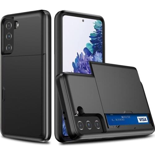 For Samsung Galaxy S21 Plus Ultra Cases Hybrid Tough Slide Wallet Card Storage Armor Case For Samsung S21Plus S21 Ultra Case